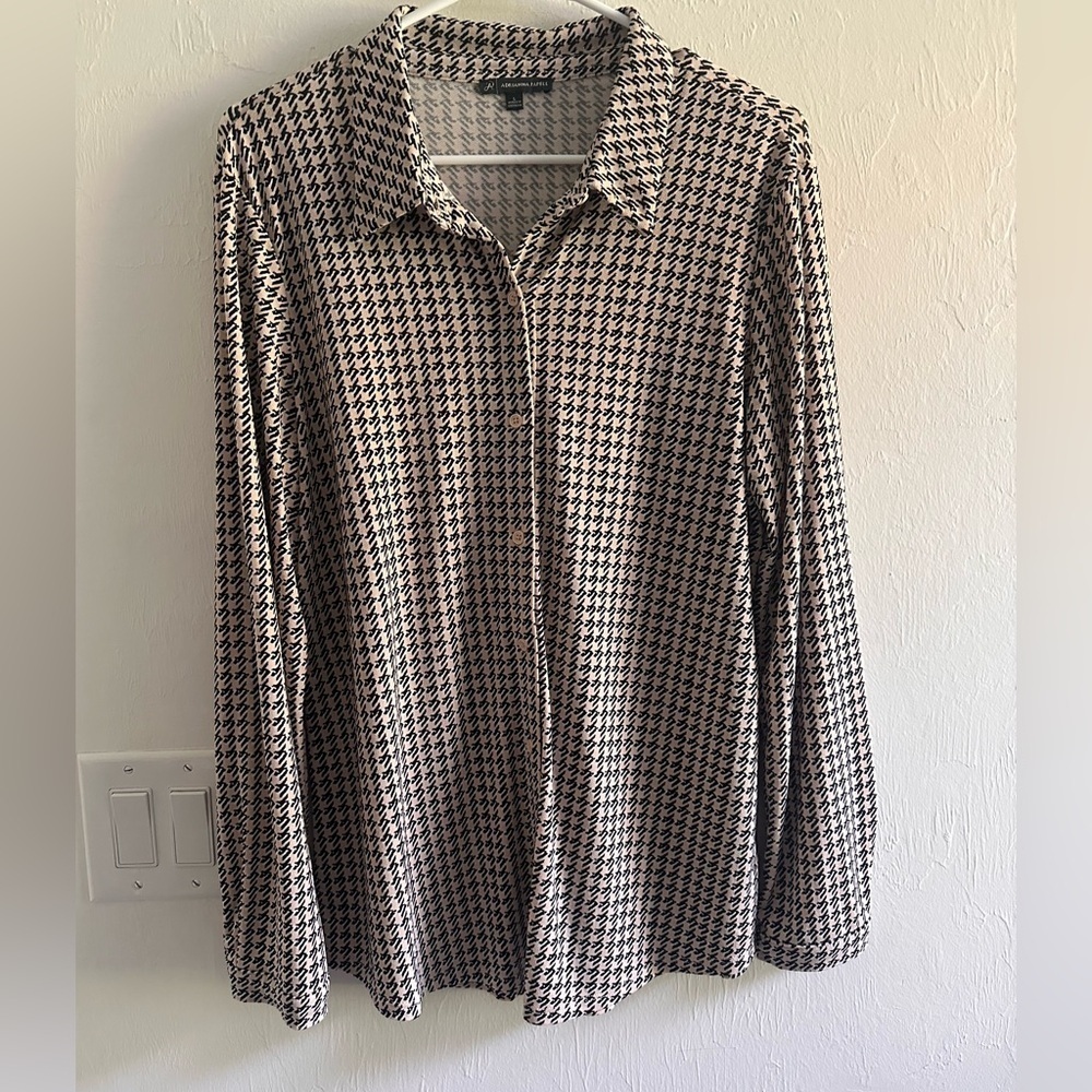 Adrianna Papell Button Down Shirt Sz Large - Picture 2 of 9